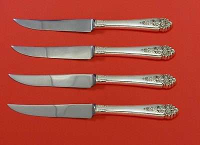 #ad Queen#x27;s Lace by International Sterling Silver Steak Knife Set 4pc HHWS Custom $289.00