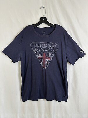 #ad Lucky Brand Triumph Motorcycle T Shirt Mens XL Union Jack Patch Logo Sleeve $14.90