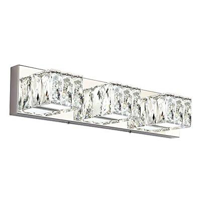 #ad Crystal Bathroom Light Fixtures 3 Lights Chrome Modern LED Dimmable Vanity Light $97.27