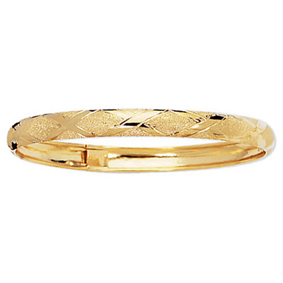 #ad 10k Yellow Gold Domed Etched Bangle Bracelet 8quot; 6mm 4.5 grams with safety $360.00