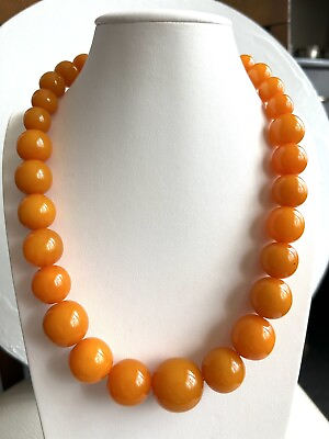 #ad Vintage style Marbled Butter scotch Amber Resin beads handmade Necklace 🔥 $49.99