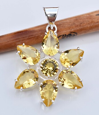 #ad Yellow Citrine 925 Sterling Silver Gemstone Unique Jewelry Pendant Size 2.50quot; $13.97