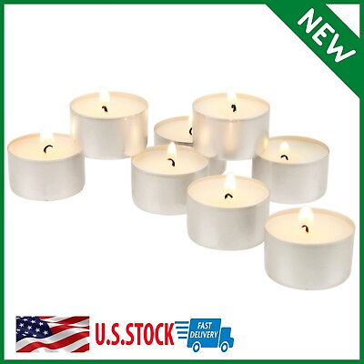 #ad Stonebriar White Long Unscented Tea Light Candles 8 Hour Extended Burn Tim NEW $16.99
