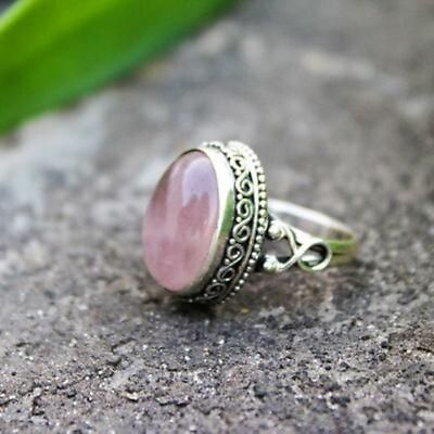 #ad Rose Quartz Gemstone 925 Sterling Silver Ring Mother#x27;s Day Jewelry DS 430 $15.08