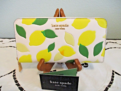 #ad NWT KATE SPADE “LEMON DROP” LEATHER CONTINENTAL WALLET– PARCHMENT HARD TO FIND $150.00