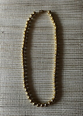 #ad Vintage Classic Gold Brass Metal Tone Beaded 18” Necklace Lobster Clasp $15.00