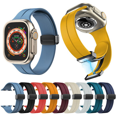 #ad Magnetic Silicone Band iWatch Sports Strap for Apple Watch 9 Ultra 49mm 8 7 6 5 $8.99