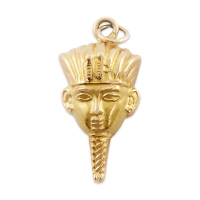 #ad VINTAGE 18K YELLOW GOLD EGYPTIAN PHARAOH ANKH KING TUT CHARM PENDANT $429.50