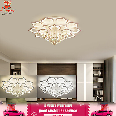 #ad Modern LED Crystal 16 Petal Flower Chandelier Ceiling Lamp Pendant Light Fixture $124.95