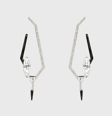 #ad Geometric Style Multi Shape Sparkling Cubic Zirconia amp; Black Enamel Fine Earring $340.00