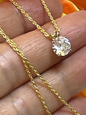 #ad 18k Brilliant Diamond Solitaire Necklace 8mm HANDMDE Exquisite 1.5ct Pendant $469.00