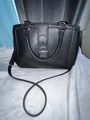 #ad Guess Black Handbag Shoulder Bag Lock Removable Strap NWOT $20.00