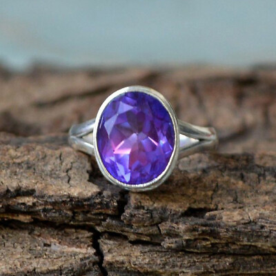 #ad Amethyst Gemstone 925 Sterling Silver Ring Valentine Jewelry All Size SS 975 $12.56