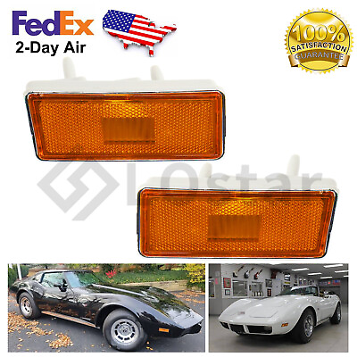 #ad New Front Right amp; Left Marker Light Assembly Fits 1974 1979 Chevy Corvette C3 $54.99