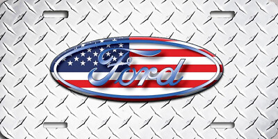 #ad Ford American Flag Diamond Plate Car Truck License Plate $16.99