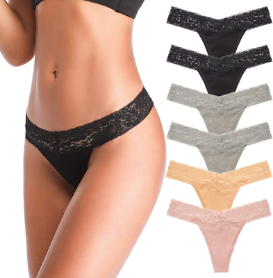 #ad Women#x27;S Thongs T Back Low Waist See through Panties Cotton Seamless Lace Thongs $16.98