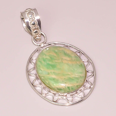 #ad Green Amazonite Handmade Jewelry 925 Sterling Silver Plated Boho Pendant $15.00