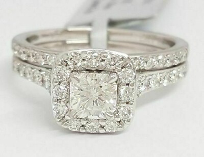 #ad 2Ct Halo Princess GENUINE MOISSANITE Bridal Engagement Wedding Silver Ring Set $221.50
