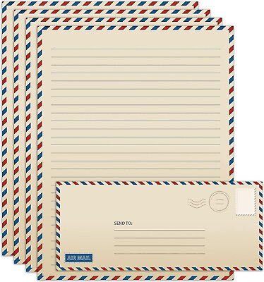 #ad Better Office Products Vintage Airmail Stationery Paper Set 100 Piece Set $18.99