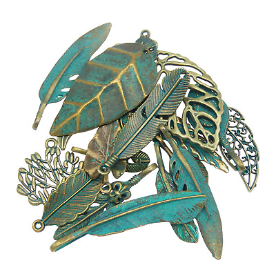 #ad Multiple Tree Leaf Green Bronze Color Zinc Alloy Jewelry Charms Pendants 20pcs $3.98