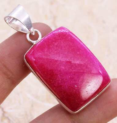 #ad Simulated Ruby 925 Silver Plated Handmade Pendant of 1.5quot; Ethnic $2.99