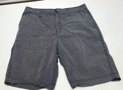 #ad APT 9 Mens Size 34 Shorts Pin Stripe Black Summer Shorts Flat Front Cotton NICE $7.75