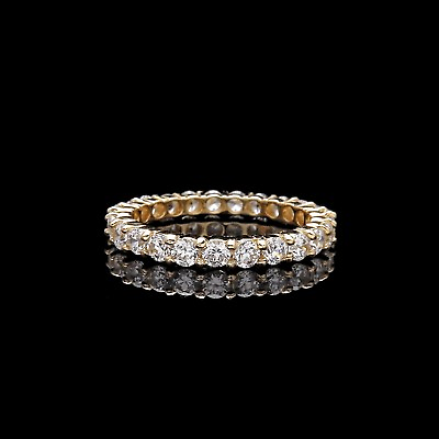 #ad 1CT BRILLIANT SIMULATED DIAMOND ETERNITY RING SOLID 14K YELLOW GOLD BAND SIZE 5 $289.99