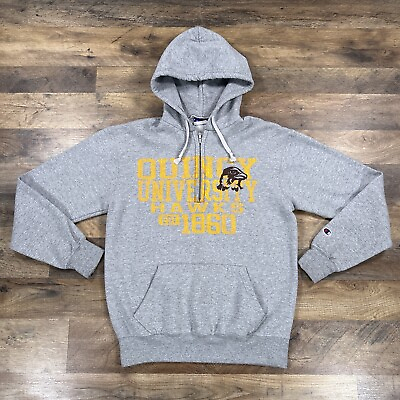 #ad Champion Quincy University Hoodie Mens Medium Gray Hooded Pullover Sweatshirt $23.99
