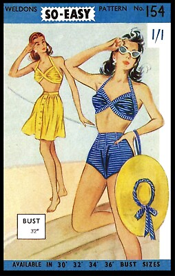 #ad Sew Easy 154 PlaySuit Bathing Suit BRA Vintage Sexy Hot 1950#x27;s Rockabilly Pinup $6.99