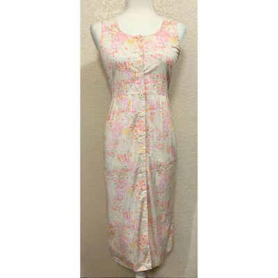 #ad Handmade Vintage 90s Pastel Floral Button Up Dress Women#x27;s XS S $19.32