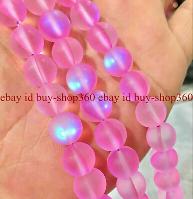 #ad fashion 8 10 12mm Pink Gleamy Rainbow Moonstone Round Gems Loose Beads 15#x27;#x27; AAA $4.99