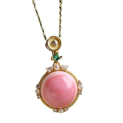 #ad Pink Jade Pendant Necklace Natural 925 Silver Real Accessories Jewelry $5.99