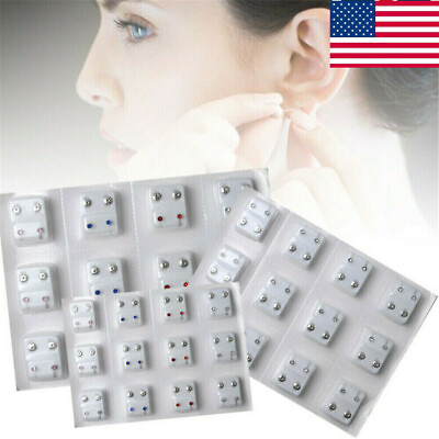 #ad 24Pcs Medical Earrings Piercing Tool Kits Ear Stud Surgical Steel Ear Studs USA $4.17