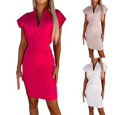 #ad Women#x27;s Summer New Slim Fit Solid V Neck Temperament Dress $22.79
