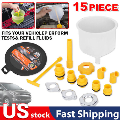 #ad Radiator Coolant Filling Funnel Kit Spill Proof Cooling Fluid Bleeder Adapters $18.69