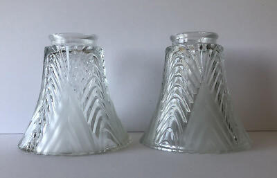 FROSTED CLEAR GLASS BELL SHAPED SCONCE CHANDELIER FAN PAIR OF REPLACEMENT SHADES $17.59