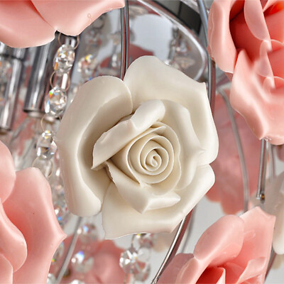 #ad Modern Pink Crystal Chandelier Romantic Rose Flower Ceiling Light Home Pendant $73.50