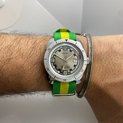 #ad Vintage Skin Diver#x27;s 1960s Rare French Watch Kelton PLONGEE MÉCANIQUE WATCH $225.00