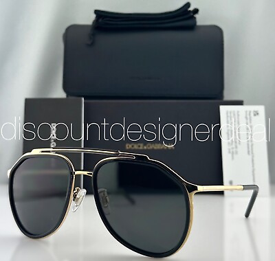 #ad DOLCE amp; GABBANA Aviator Sunglasses DG 2277 02 87 Gold Black Frame Gray Lens 57mm $98.99
