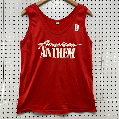 #ad Vintage 80s American Anthem Movie Promo Tank Shirt Red Mens Fit Small 17.5x27 $26.99