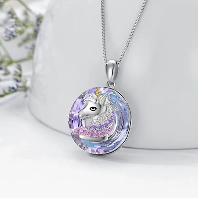 #ad Rainbow Mystical Fire Topaz 925 Sterling Silver Charms Unicorn Pendant Necklace $19.74