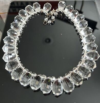 #ad Antique crystal necklace diamond facet craftsmanship $305.86
