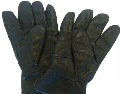 #ad Vintage Mens Soft Black Leather Gloves Sz Large Thinsulate Fleece Lining $10.19