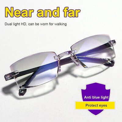 #ad High Hardness Anti Blue Progressive Far And Near Dual Use Reading Glasses Unisex $7.69