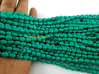 #ad 3 Strands Turquoise Cabochon Green Oval Manmade Oval 5x7mm Gemstone Beads 12quot; $25.64