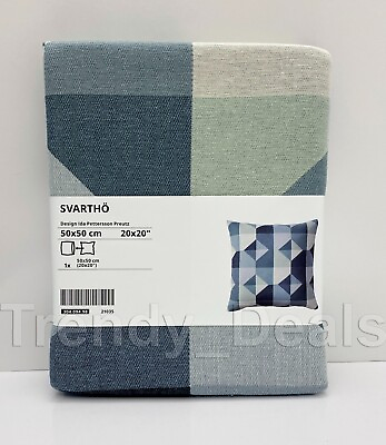 #ad Ikea SVARTHÖ SVARTHO Pillow Cushion Cover Jacquard 20quot; x 20quot; Green Blue NEW $23.99