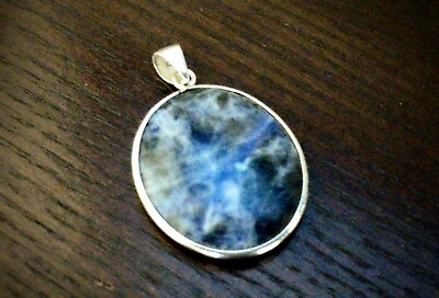 #ad Simple amp; Classy Double Side Cabochon Pendant Sodalite? 925 Sterling Silver $27.00
