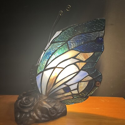 #ad Tiffany Style Butterfly Table Desk Lamp Home Decor Lighting Stained Glass $56.00