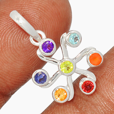 #ad Natural Healing Chakra 925 Sterling Silver Pendant Jewelry CP19317 JA19 $18.99