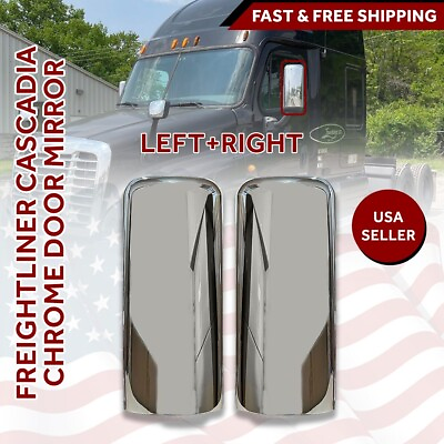 #ad Freightliner Cascadia Truck Door Mirror Cover Chrome Left Right Pair 2008 2015 $104.03